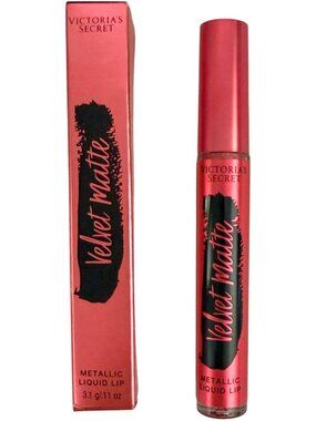 Victoria Secret Velvet Matte Metallic Liquid Lip Fiery Red Lipstick Wand Glam